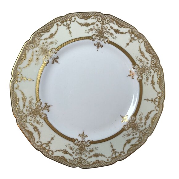 Antique English Raised Guilt Gold & Cream Royal Doulton Dinner Plate - Picture 1 of 7